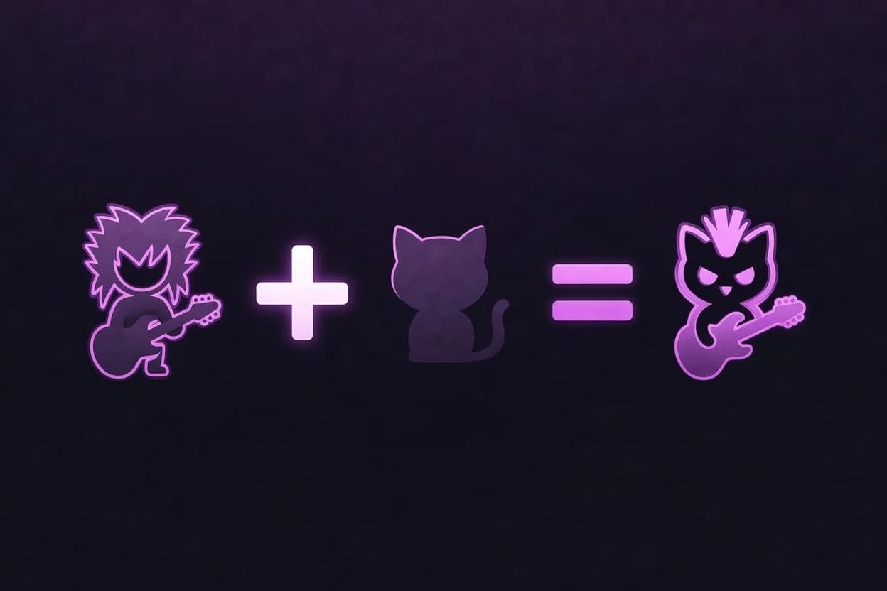 Rockstar plus cat equals rock cat
